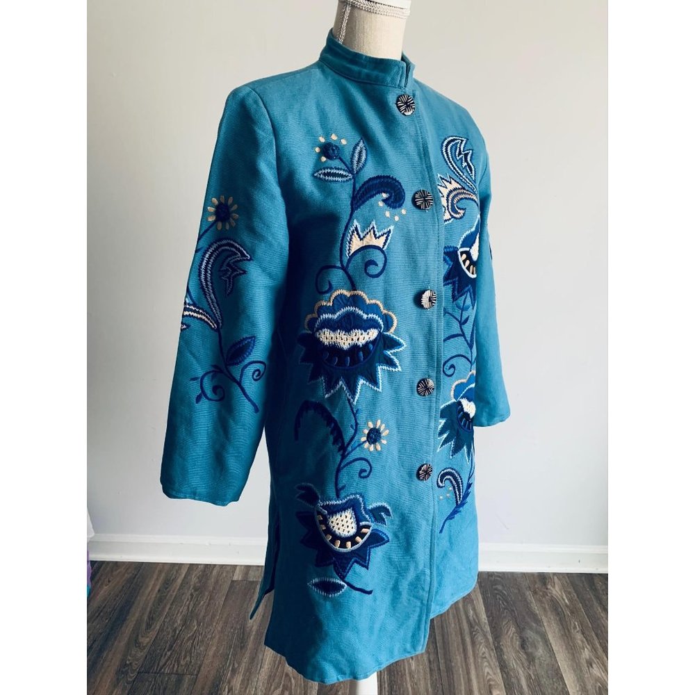 Indigo Moon blue jacket embroidered size XS